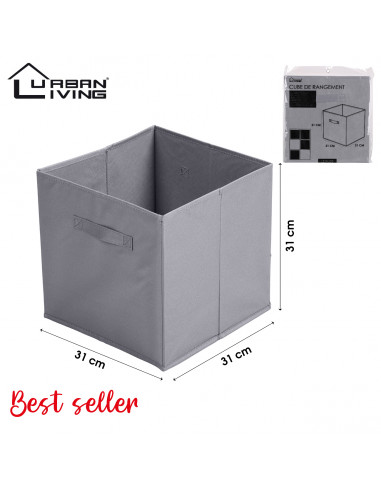 FORNORD 400165 Cube de rangement en toile INTISSE  - 31 x 31 x 31 cm, anthracite