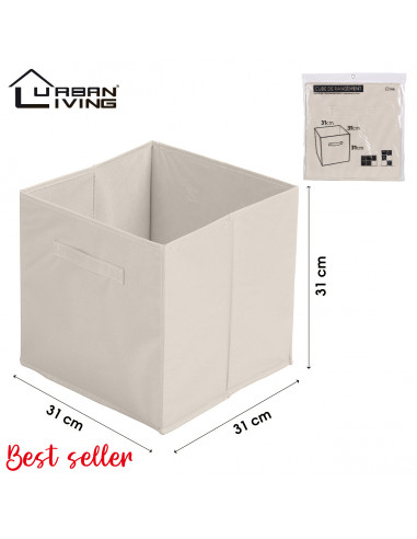 FORNORD 400168 Cube de rangement en toile INTISSE  - 31 x 31 x 31 cm, lin