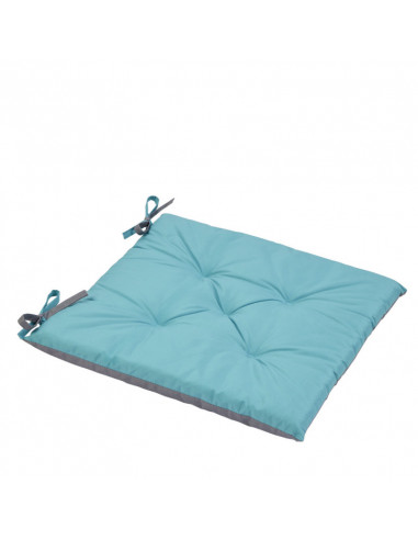 DIFFUSION 544864 Galette de chaise réversible Bleu/Gris - 43 x 37 x 4 cm