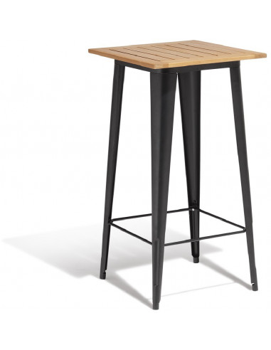 DIFFUSION 503602 Table haute FABRIK noir/naturel - 60 x 60 x H.112 cm