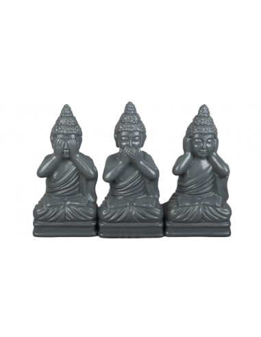 DIFFUSION  505908 Statue Bouddha de la sagesse en résine Gris Foncé - 12 x 8 x H.23