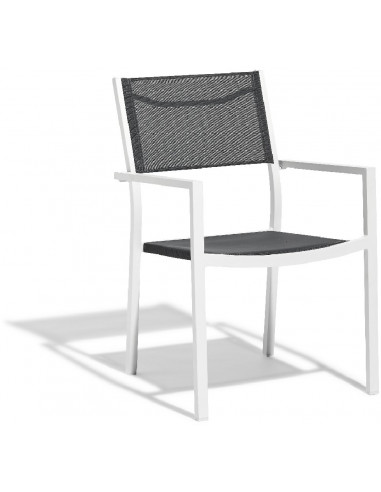 DIFFUSION 405948 Fauteuil empilable OSLOW blanc/gris - 59 x 55,5 x H.86 cm