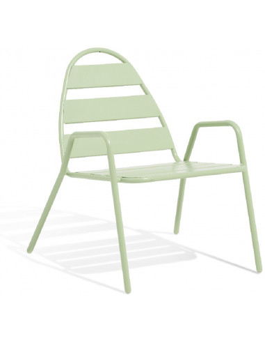 DIFFUSION 558024 Fauteuil d'extérieur bas FUN en acier vert - 72 x 70,5 x 73 cm