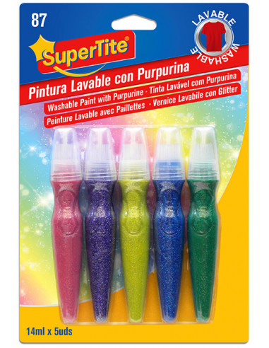 SUPERTITE 2787 Peinture lavable avec paillettes - 5 pcs, 14 mL