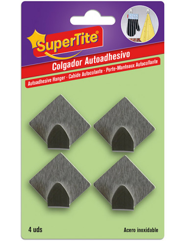 SUPERTITE 7999 Crochet autocollant en inox diamant (x4)