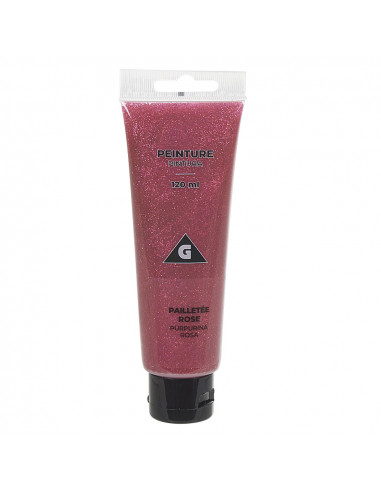 DIFFUSION 544712 Peinture Tempera rose pailleté - 120 mL