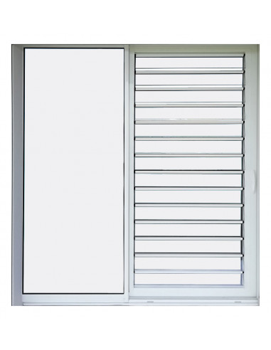 ALU Fenêtre coulissante et jalousie combinées aluminium L.1600 x H.1150 mm 2 vantaux