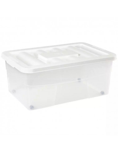 DIFFUSION 527743 Box de rangement avec roulettes transparent blanc - 46 L, 60 x 40 x 25 cm
