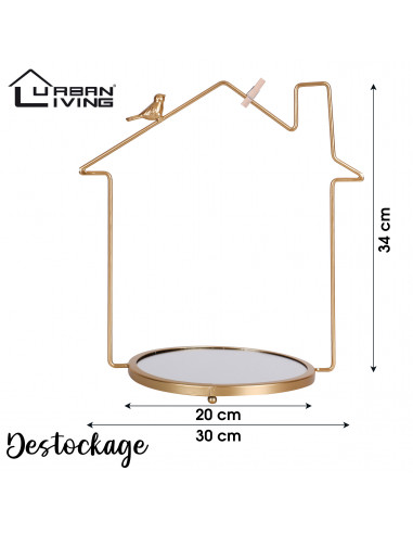 FORNORD 53342 Support déco maison avec oiseau - 30 x 20 x 32 cm