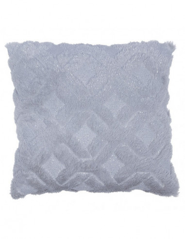 DIFFUSION 553251 Coussin gris pailletté effet fourrure motif géométrique - 40 x 40 cm, 100% polyester