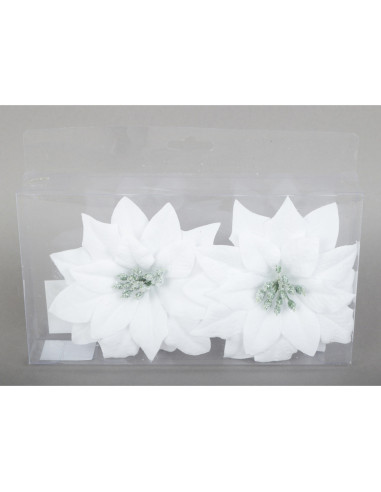 DIFFUSION 457804 Décoration fleur POINSETTIA blanche - 12,5 x 3,5 x H.21 cm