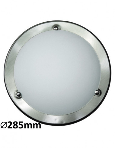 RABALUX 5121 Plafonnier UFO en verre chrome satiné - E27 60W, Ø285 mm