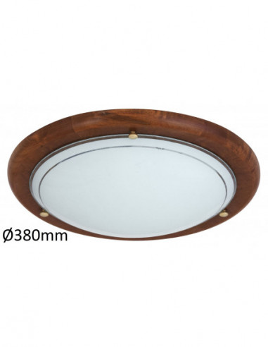 RABALUX 5427 Plafonnier UFO en verre chêne - E27 60W, Ø380 mm