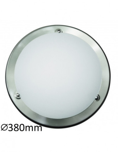 RABALUX 5151 Plafonnier UFO en verre chrome satiné - E27 60W, Ø380 mm