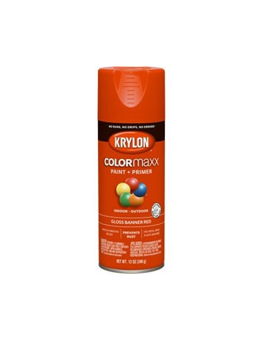 KRYLON K05503007 COLORmaxx Aérosol + Primer Gloss Banner Red - 355 mL