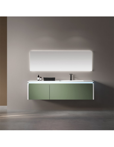 T&W TW-CT029 Ensemble meuble de salle de bain mural/suspendu à double vasque avec miroir - 120 x 48 x 40 cm