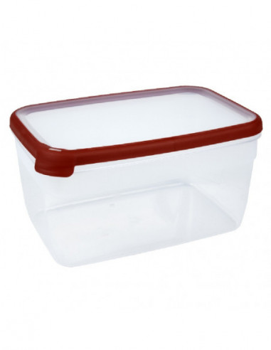 DIFFUSION 366456 Boîte alimentaire hermétique transparente et rouge 6,5 L - 30 x 20 x H.15 cm, Plastique