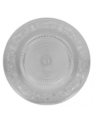 DIFFUSION 362359 Assiette plate ronde transparente ciselée - Ø25 cm, Verre