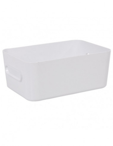 DIFFUSION 395146 Boîte de rangement salle de bain blanche taille M - 19,5 x 29,5 x 12 cm, plastique