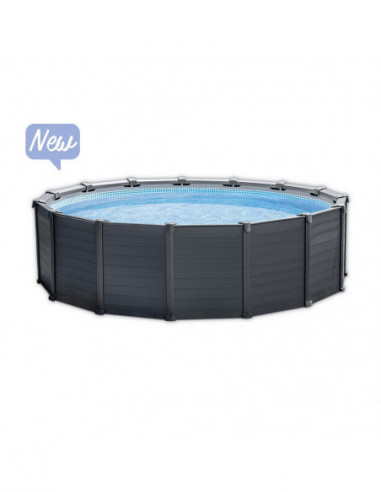 INTEX 26384GS Piscine Graphite 4,78 x 1,24 m Gris anthracite - Ø4,78 x H.1,24 m