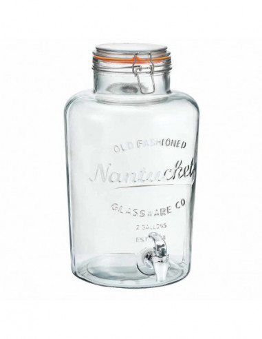 DIFFUSION 550887 Distributeur de boisson transparent inscription relief 8 L - Ø21,5 x H.36 cm