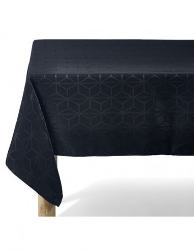 DIFFUSION 478295 Nappe jacquard noire motif géométrique L 350 cm