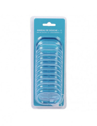 DIFFUSION 407460 Anneau de douche transparent (x12) - 4 x 0,5 x 6 cm, Polypropylène