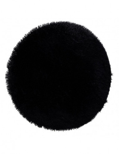 DIFFUSION 573044 Tapis rond shaggy noir -Ø80 cm, Polyester