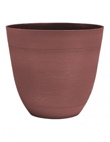 DIFFUSION 577573 Cache pot plastique relief strié rouge terracotta petit modèle - Ø30 x H.27 cm, Polypropylène