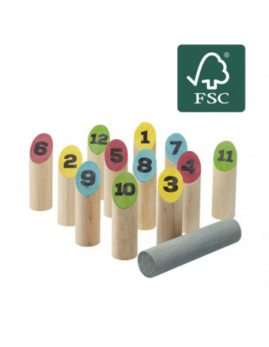 DIFFUSION 580153 Jeu de quilles finlandaises en bois certifié FSC® - Ø5 x H.15 cm