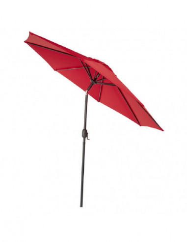 DIFFUSION 575978 Parasol de jardin centré Java rond inclinable rouge - Ø250 x H.245 cm, Déperlant, inclinable, à manivelle