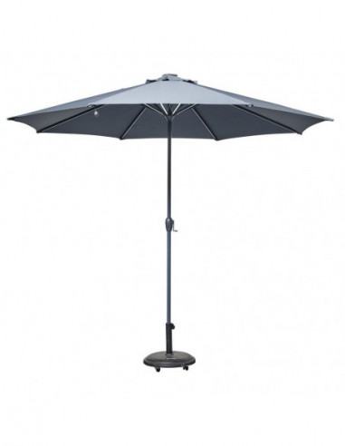 DIFFUSION 575980 Parasol lumineux centré rond Lumino solaire gris - Ø300 x H.255 cm, Déperlant, à manivelle, 8 bandeaux LED