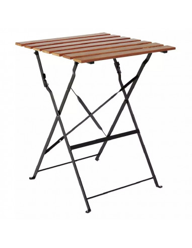 DIFFUSION 577822 Table de jardin pliante Bali 2 personnes métal bois - 55 x 55 x H.70 cm