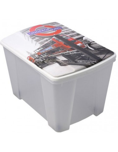 ARTPLAST M76LON Bac de rangement en plastique LABELLING LONDON - 56,5 x 39 x H.35 cm