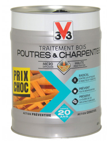 V33 Traitement Bois Poutres & charpentes - 20 L