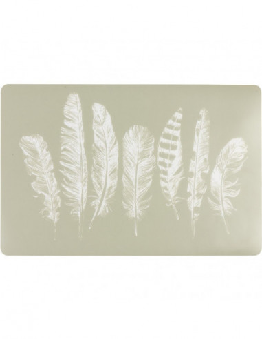 DIFFUSION 411251 Set de table rectangulaire pvc décor plumes - 28,5 x 43,5 cm