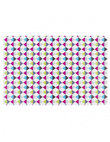 DIFFUSION 411163 Set de table rectangulaire plastique imprimé géométrique multicolore - 30 x 45 cm