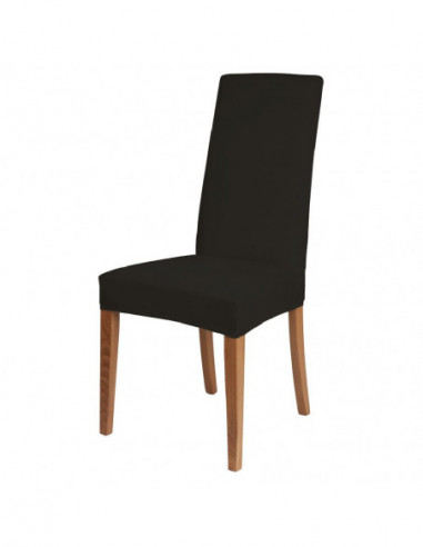 DIFFUSION 581299 Housse de chaise microfibre extensible uni noir - L.40 x l.40 x H.45 cm, polyester, élasthane
