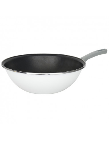 DIFFUSION 560745 Wok acier émaillé - Ø28 cm, blanc