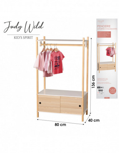 FORNORD 151021 Judy wild DREAM Penderie avec 2 portes coulissantes - 80 x 40 x H.136 cm