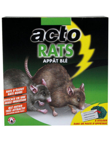ACTO RATO5 Rats appât blé - lot de 7 sachets x 20 g
