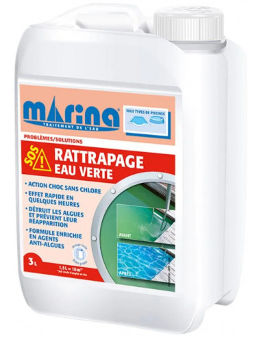 MARINA 00250955 Désinfection Choc SOS Rattrapage Eau Verte Liquide 3L