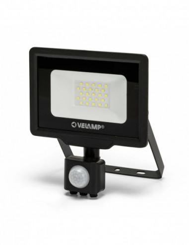 VELAMP IS748-5-6500K PADLIGHT5 Projecteur LED noir avec détecteur de mouvements - SMD 20W, IP44, 6500K