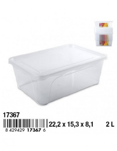 HOGAR 17367 Boîte PRACTIC plastique rectangulaire haute 2 L