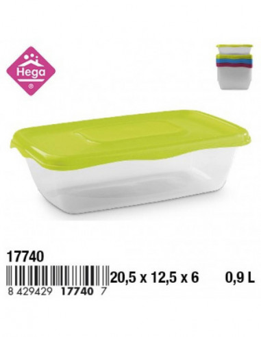 HOGAR 17740 Boîte ALTAMIRA plastique rectangulaire 0,9 L