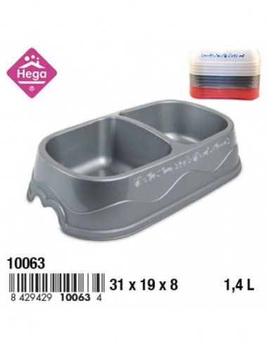 HOGAR 10063 Ecuelle CARLINO ovale double décor gris/ivoire/rouge 1,4 L