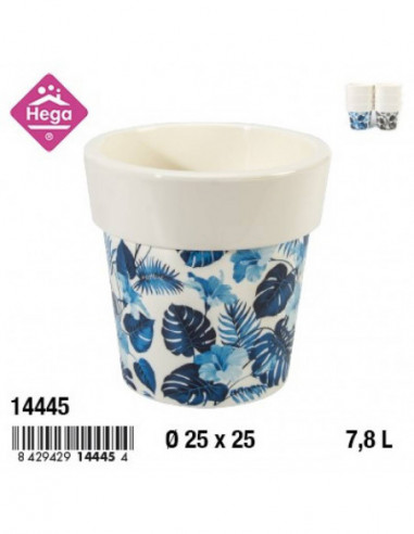 HOGAR 14445 Pot de fleurs MELISA rond motif avec anneau Ø 25 cm