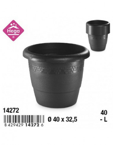 HOGAR 14272 Pot de fleurs LIMA LOUNGE GARDEN rond anthracite Ø 40 cm