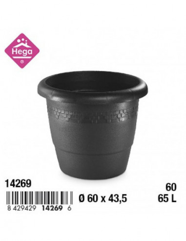 HOGAR 14269 Pot de fleurs LIMA LOUNGE GARDEN rond anthracite Ø 60 cm