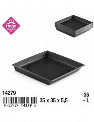 HOGAR 14279 Soucoupe LIMA LOUNGE GARDEN carrée anthracite 35 cm